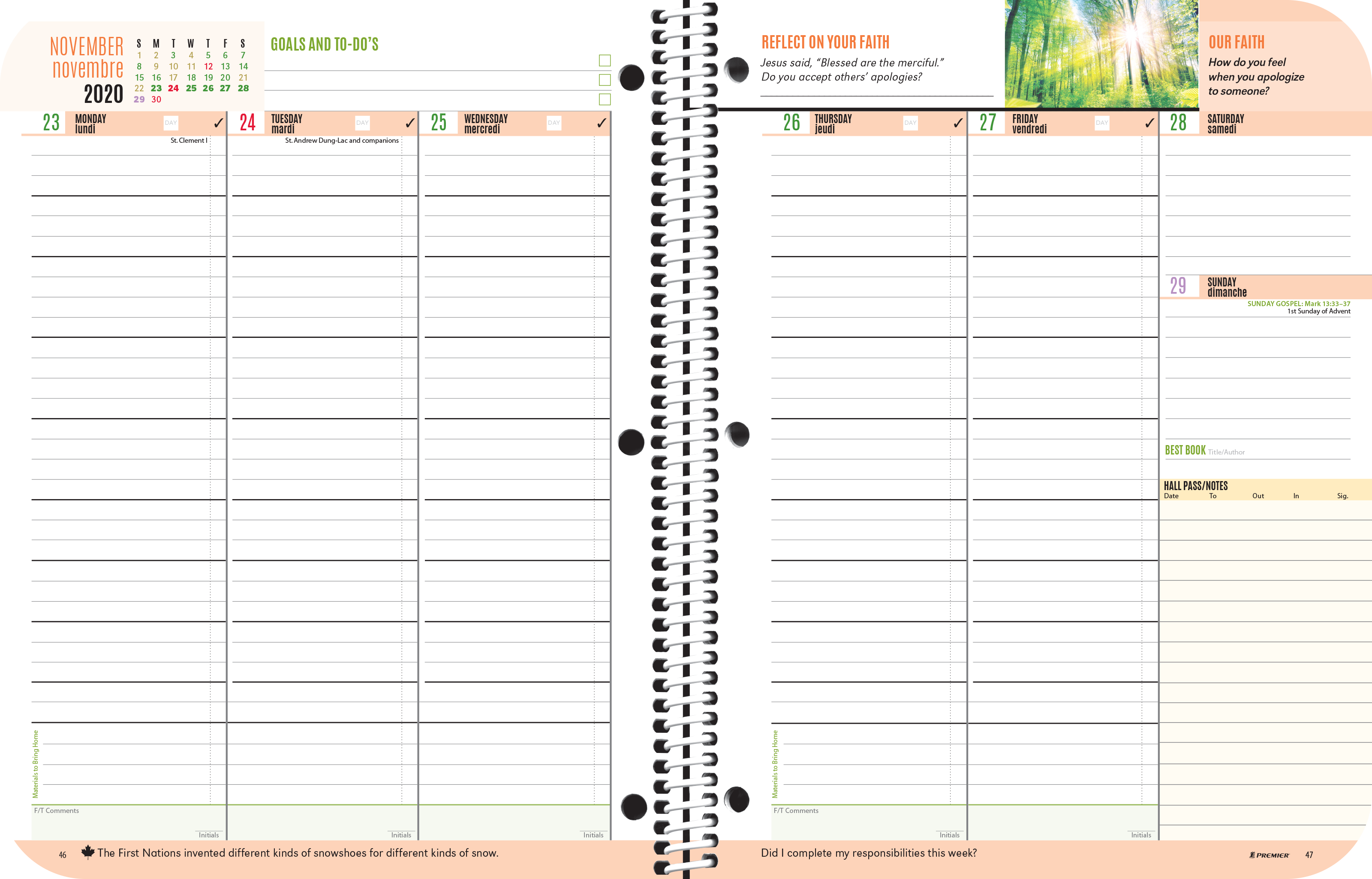 Catholic Faith Middle Planner Spread