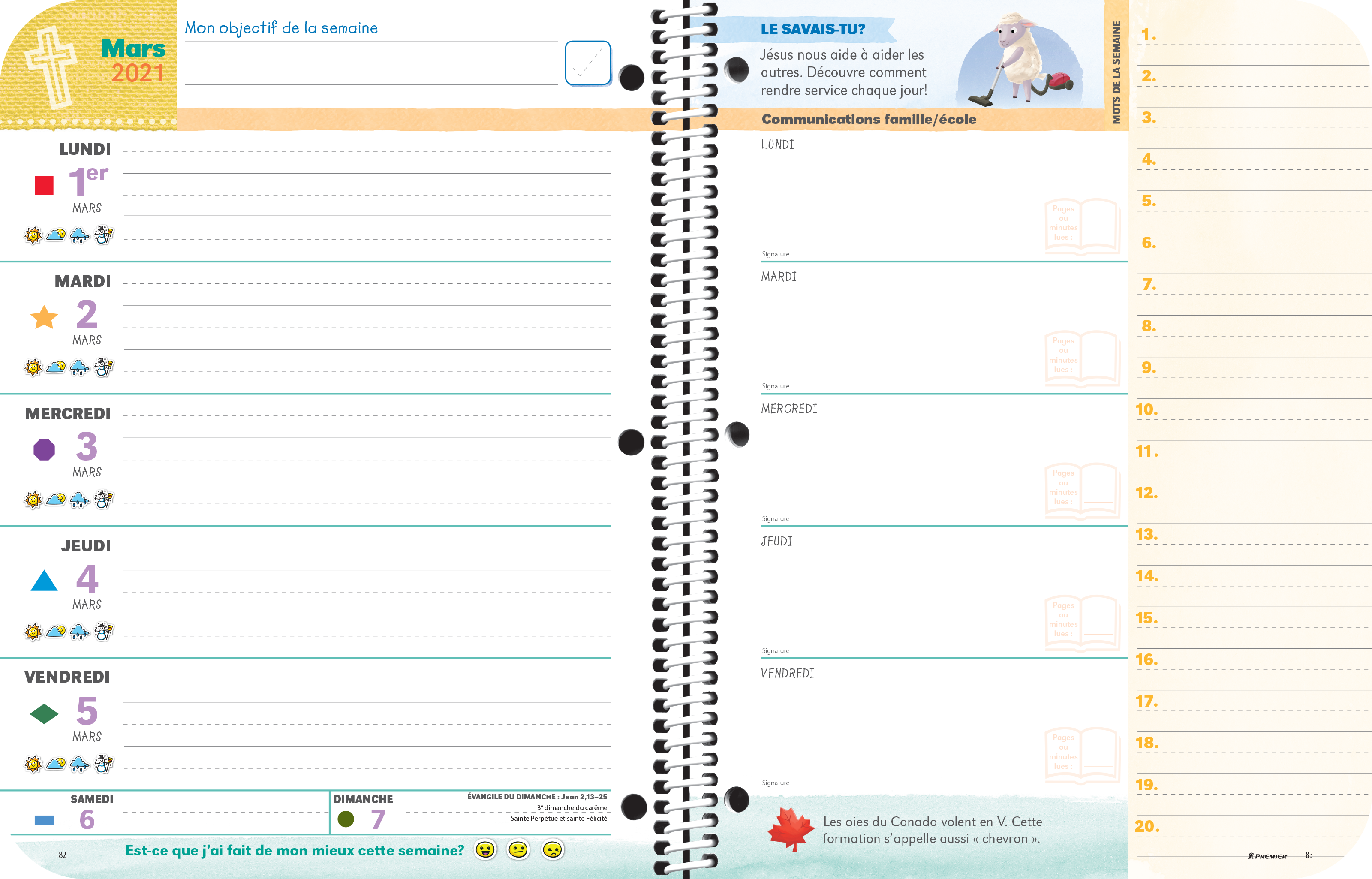 Agenda La foi catholique, niveau primaire